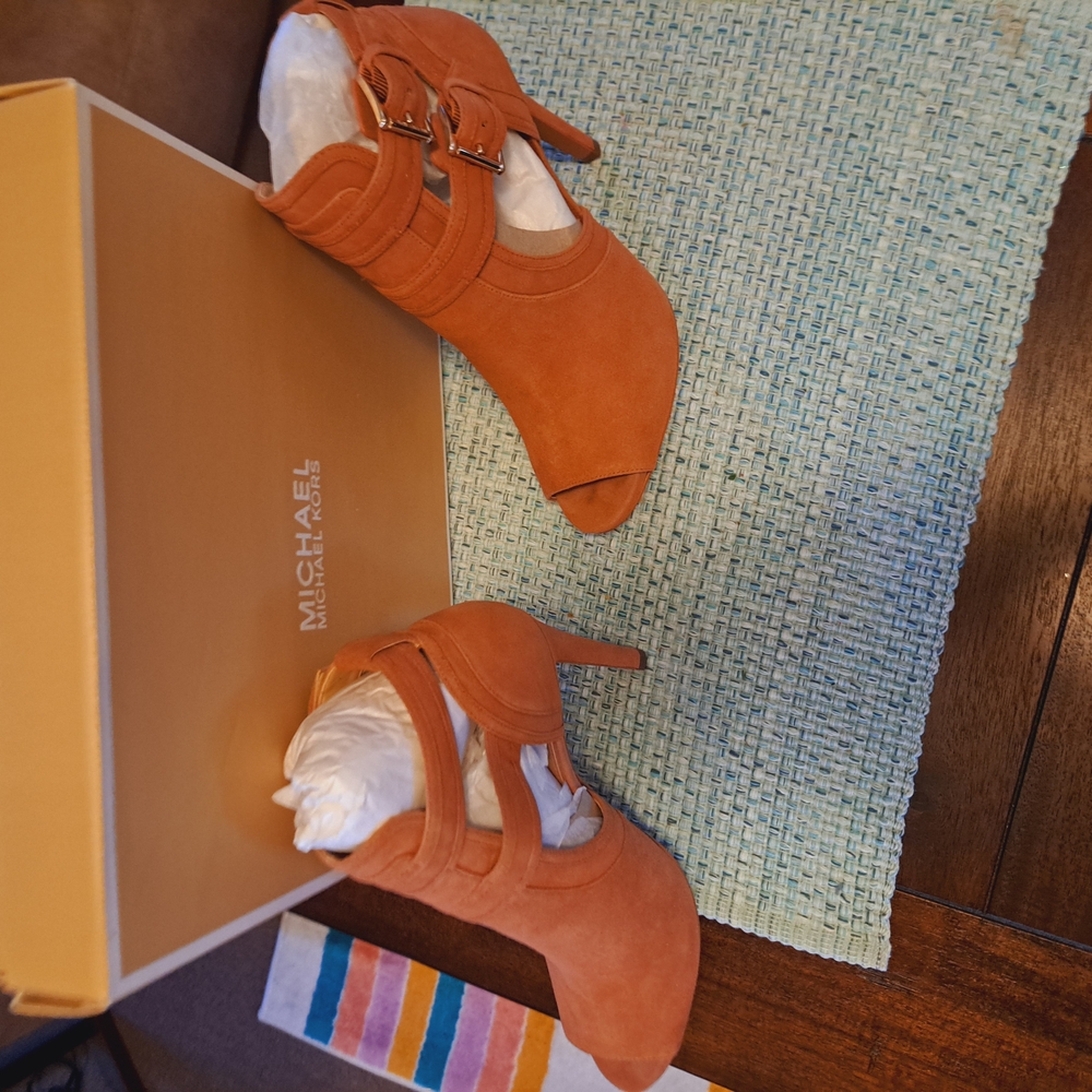 Michael Kors Women's Orange Peep-Toe Heels